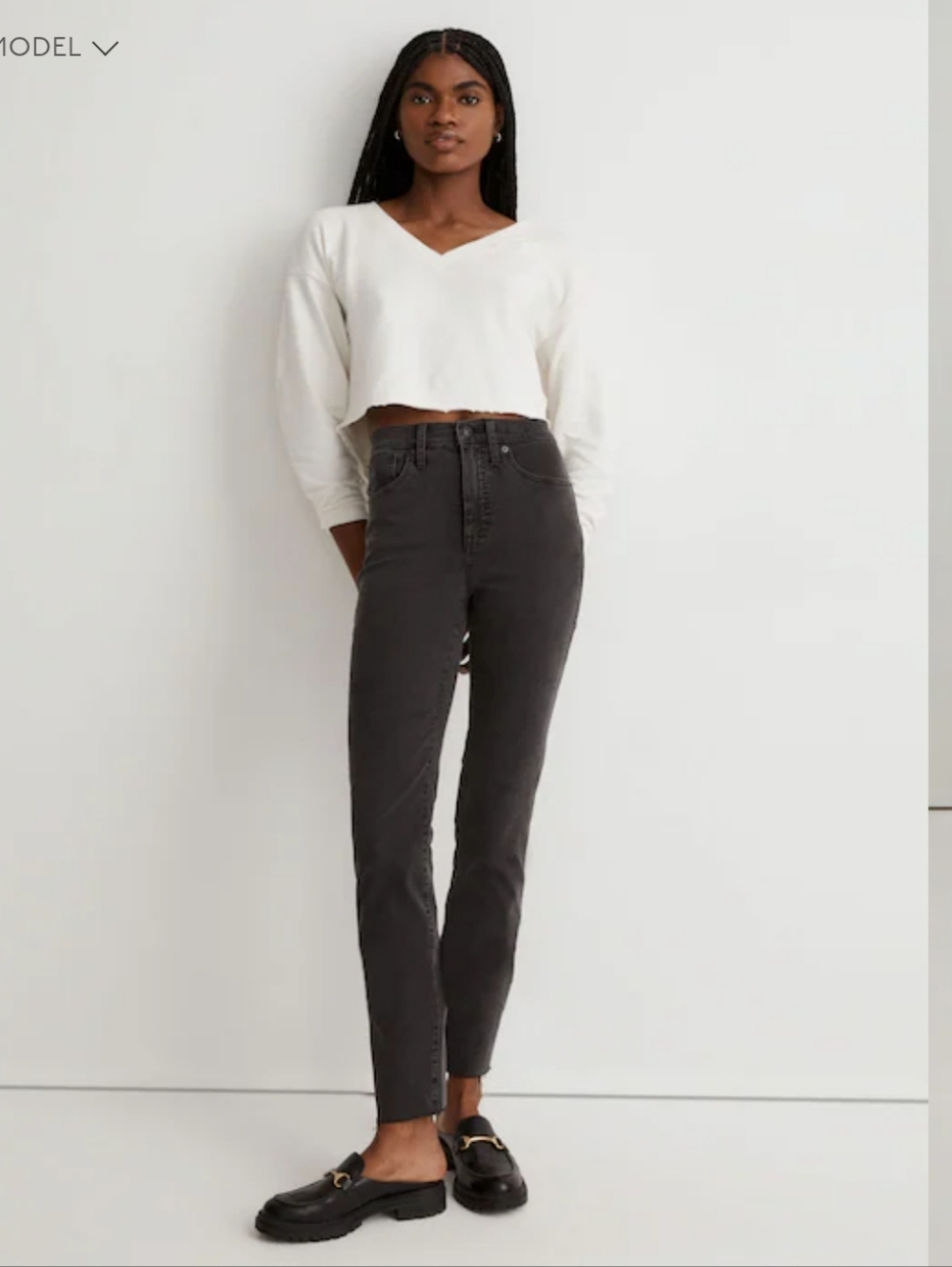 Madewell Stovepipe Jeans Size 26 Black Wash Raw Hem Straight Leg Denim